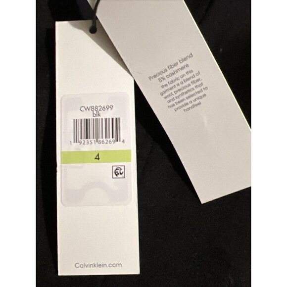 Calvin Klein Women's Single-Breasted Button Coat Wool Cashmere Blend Black 4 NWT - Picture 9 of 9